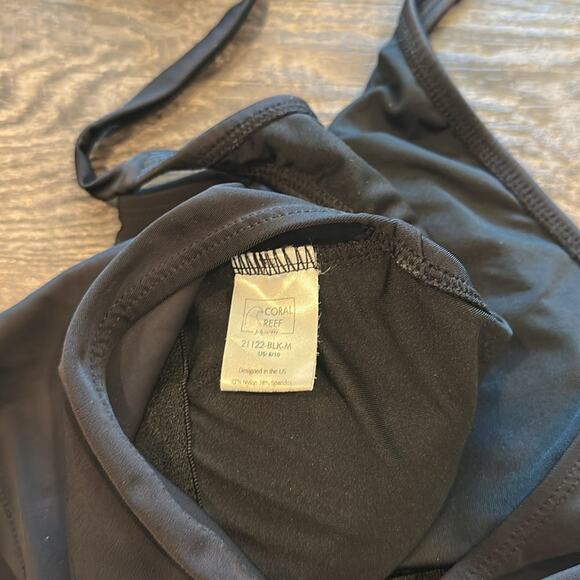 Coral Reef Medium Racha Black Halter Tie Bikini Top NWOT - Picture 6 of 9